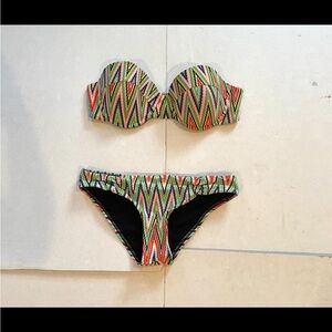 LSPACE Zig Zag Bikini, Size Small Bottom, Medium Top, Worn Twice